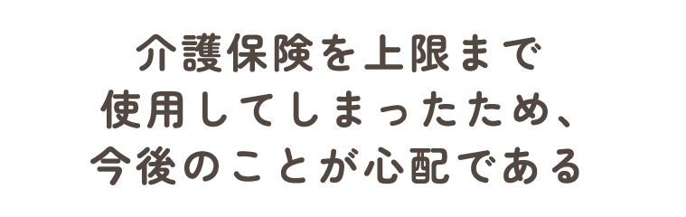 介護保険を上限まで使用してしまったため、今後のことが心配である